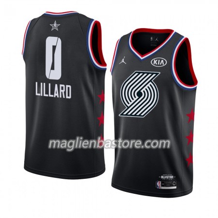 Maglia Portland Trail Blazers Damian Lillard 0 2019 All-Star Jordan Brand Nero Swingman - Uomo